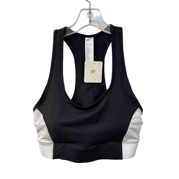 NEW Fabletics On The Go Medium Impact Sports Bra Black White Size Large - Picture 3 of 7